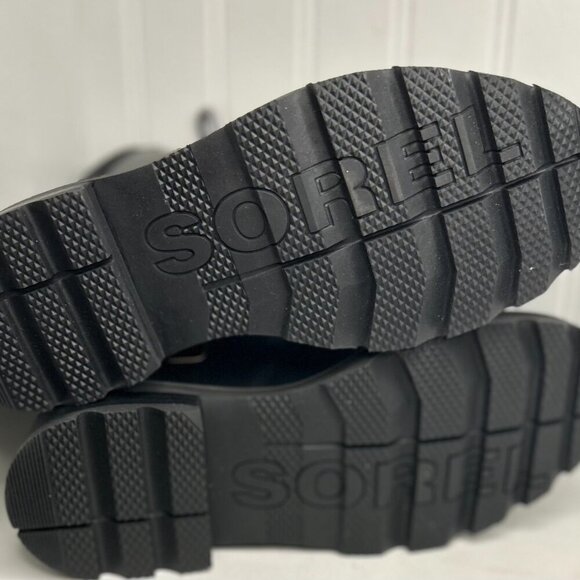 SOREL Womens Black 1" Platform Lennox Toe Block Heel Leather Boots Shoes 8 - Picture 5 of 7